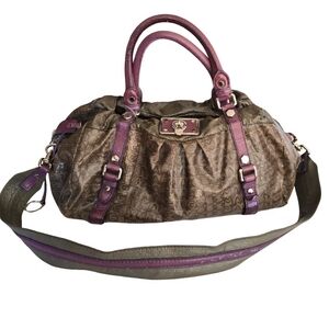 MARC BY Marc Jacobs Vintage Satchel Bag Pig/Ram Leather Grey + Purple Purse